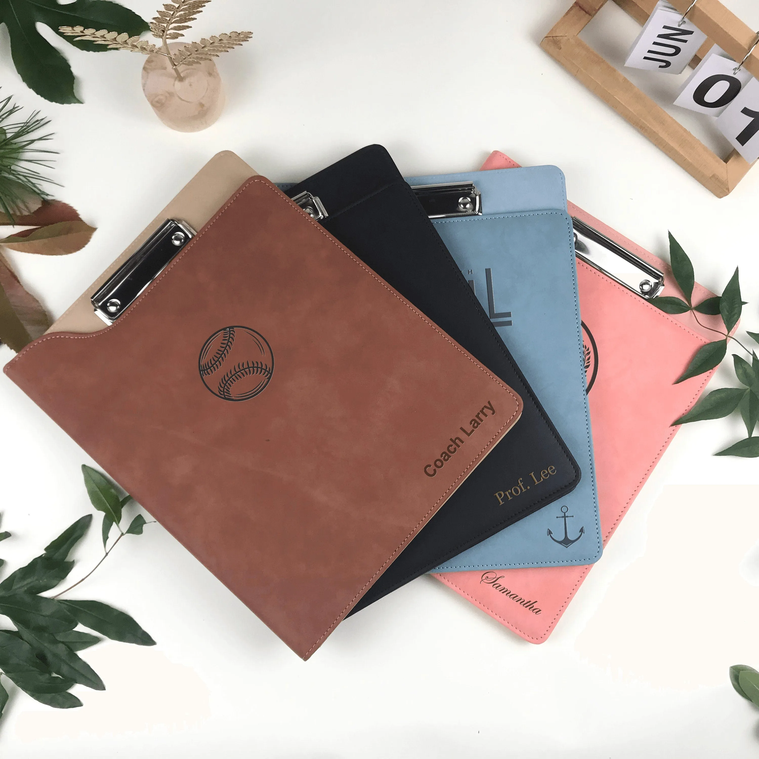 Custom Leather Portfolio, Vegan Leather Clipboard with Personalised Engraving, Fits for A4/ Legal paper, Document Holder, School/Office Gift