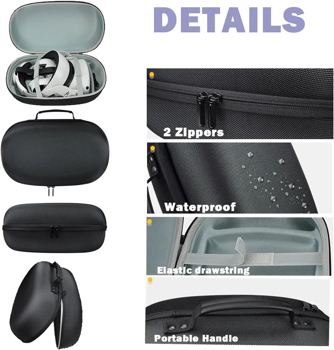 Custom Personalized Case for Oculus Quest 2 Accessories,Fit for BOBO BOBOVR M2/Virtual Reality/Masiken M3/Esimen K3 Head Strap,Customized Photo Logo Text Name,Portable Hard Storage/Carrying Bag