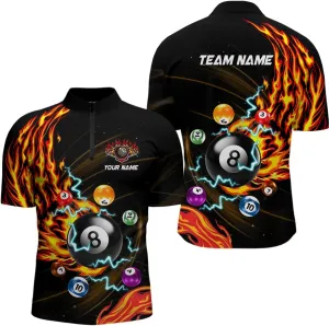 Customized Billiard Jerseys, 8 Ball Shirt, Billiards Shirts for Men, Personalized Orange Grunge Gear, Best
