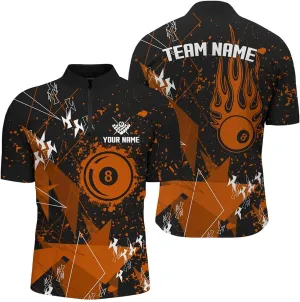Customized Billiard Jerseys, 8 Ball Shirt, Billiards Shirts for Men, Personalized Orange Grunge Gear, Best