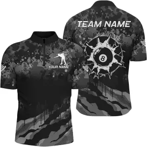 Customized Billiard Jerseys, Billiards Shirts for Men, 8 Ball Shirt, Personalized Blue Thunder Lightning