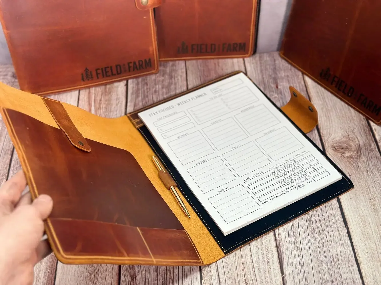 Customized Leather Portfolio with Notepad & Planner