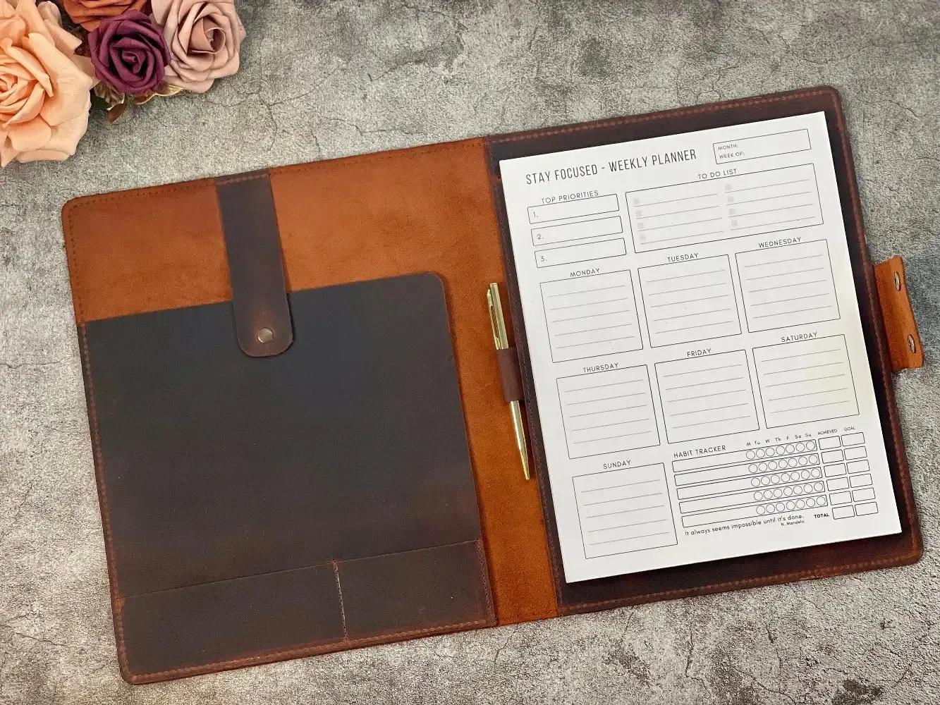 Customized Leather Portfolio with Notepad & Planner