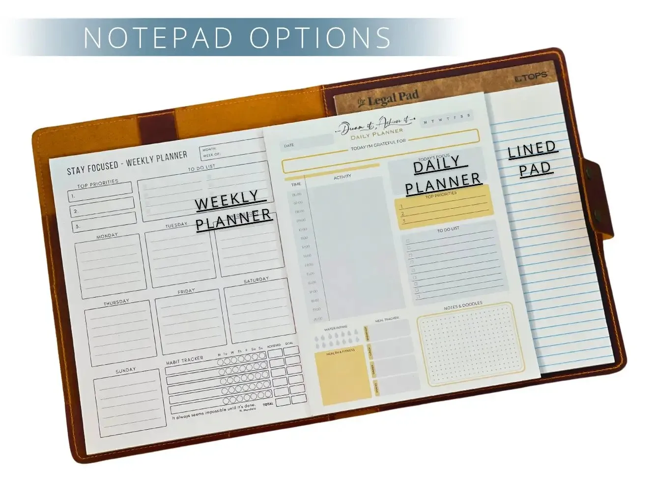 Customized Leather Portfolio with Notepad & Planner