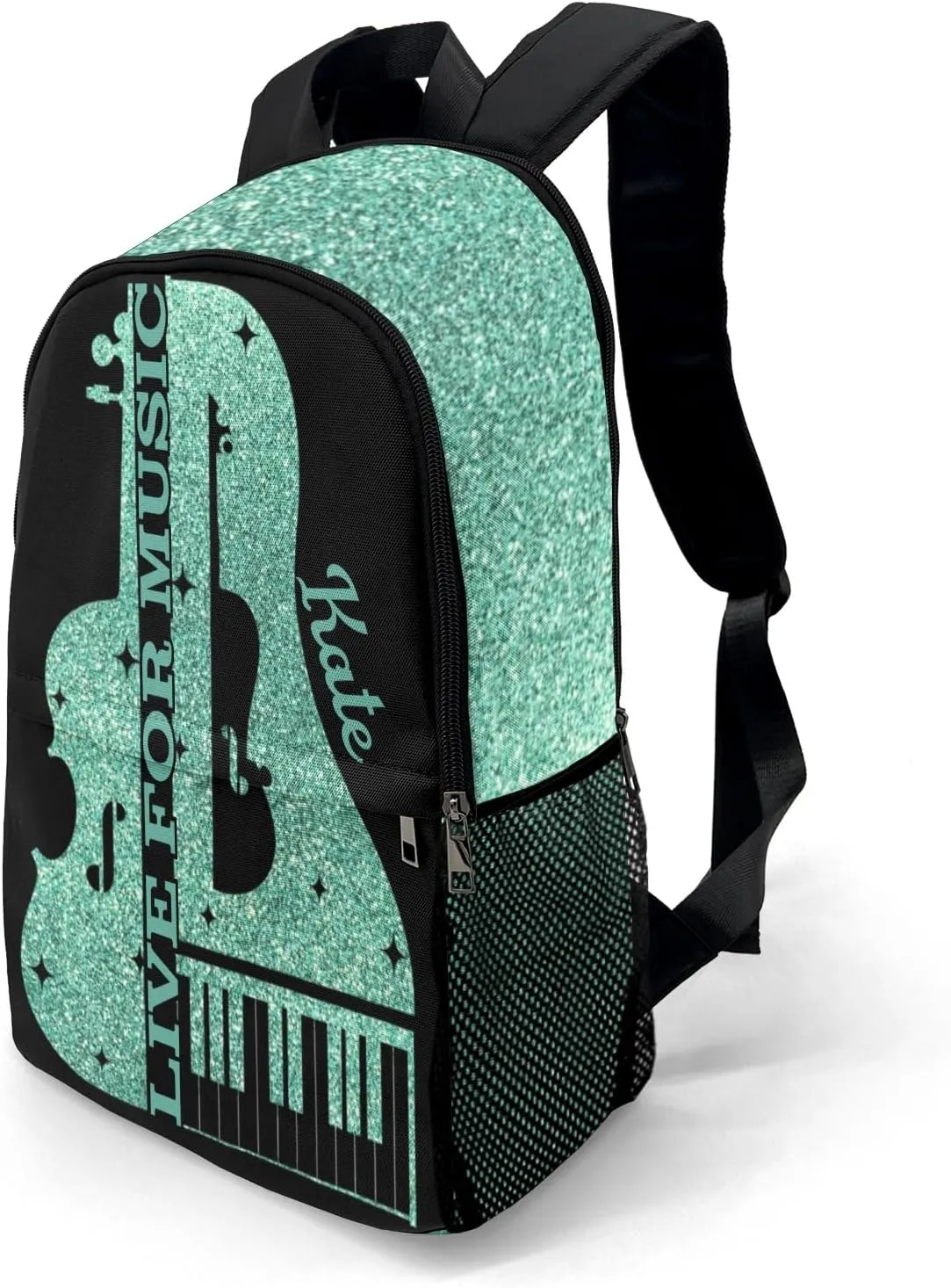 Customized Music Cello Backpack Personalized Name Schoolbag Multipurpose Daypack Sport Casual Travel Bags for Teen Adult Green Glitter Print