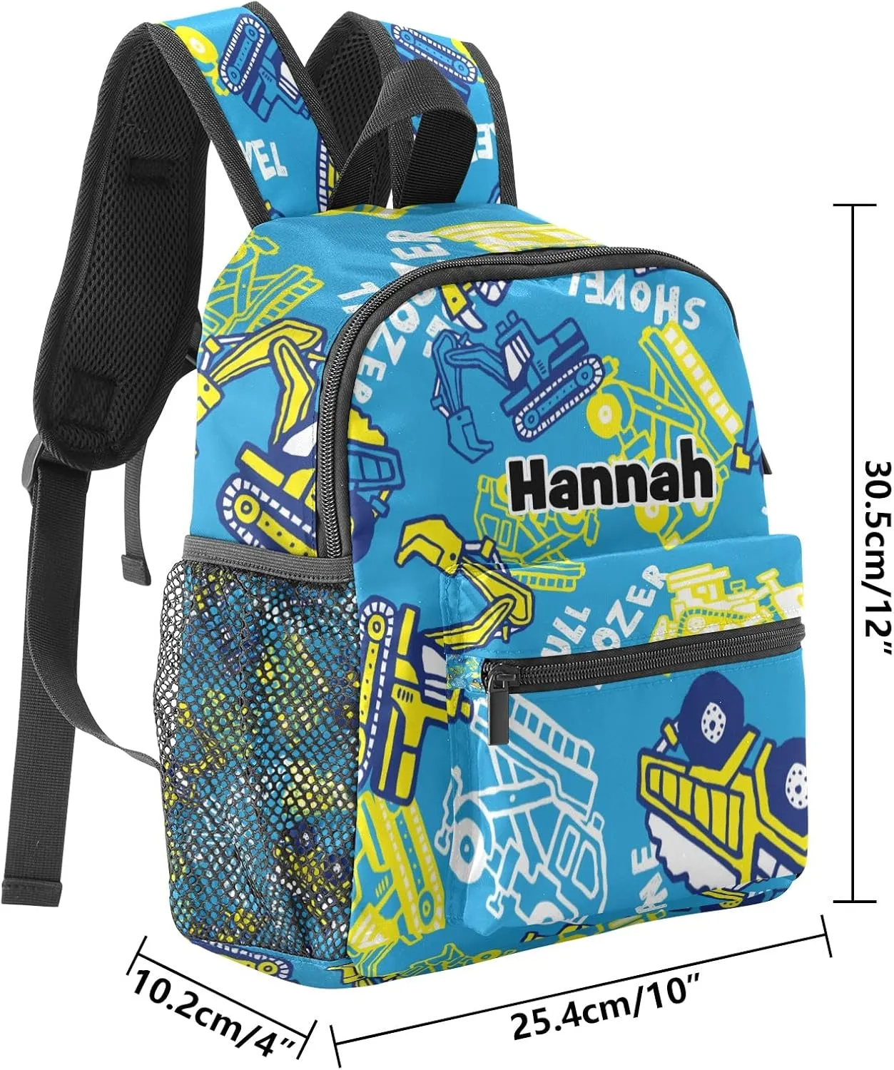 Cute Bulldozer Car Truck Personalized School Backpack for Kid-Boy/Girl Toddler Daypack Kindergarten Travel Bookbag