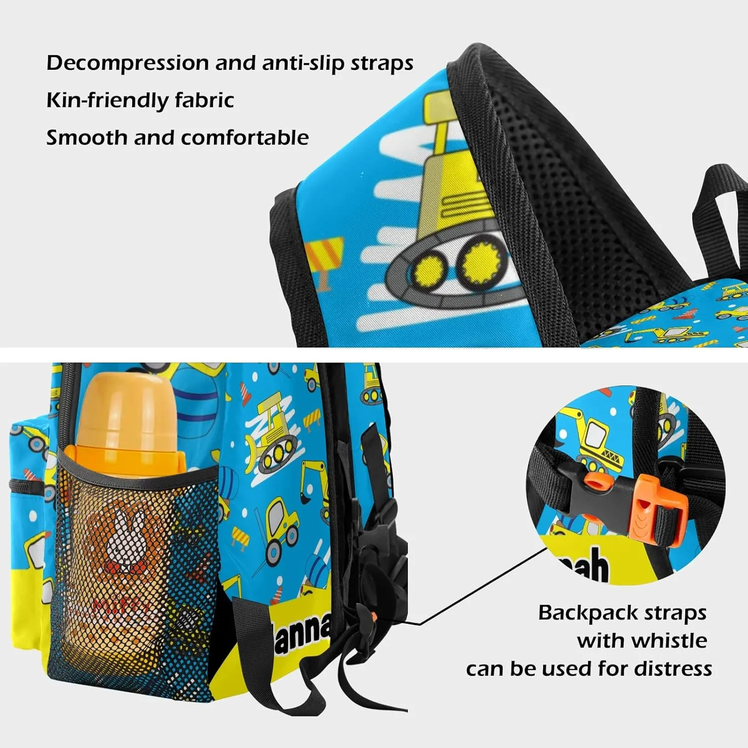 Cute Car Cartoon Personalized School Backpack for Kid-Boy/Girl Toddler Daypack Kindergarten Travel Bookbag