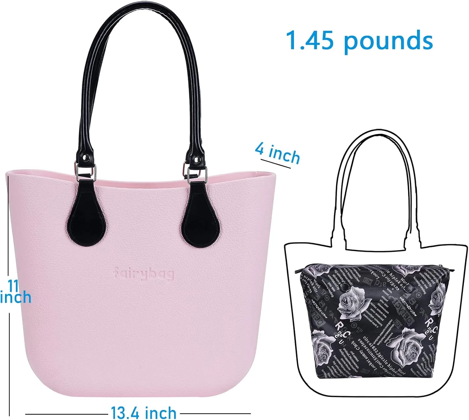 Cute Rubber Tote Bag for Women, Small EVA Foam Handbag with Zipper Organizer Insert for Work Beach Travel Pool