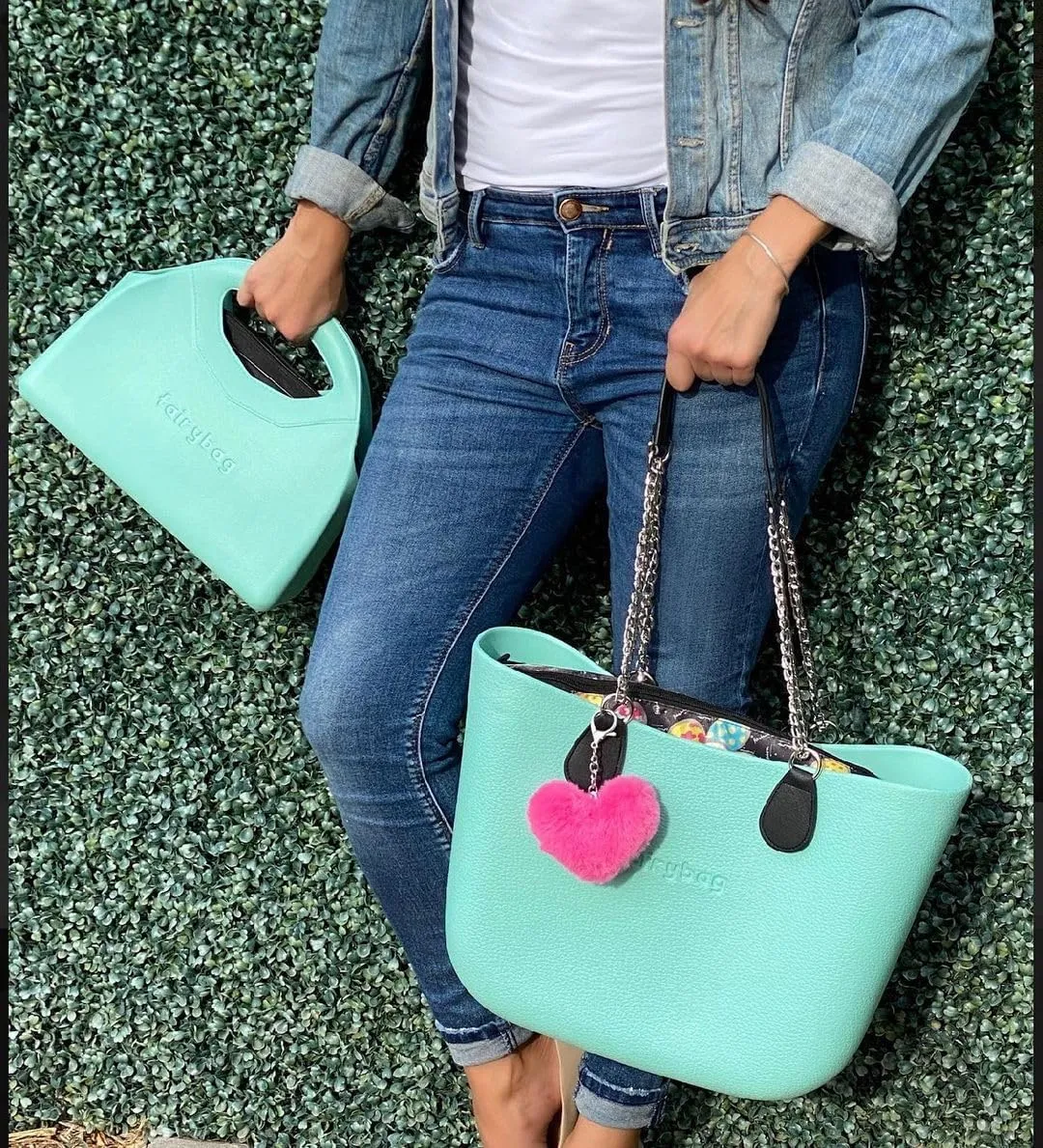 Cute Rubber Tote Bag for Women, Small EVA Foam Handbag with Zipper Organizer Insert for Work Beach Travel Pool
