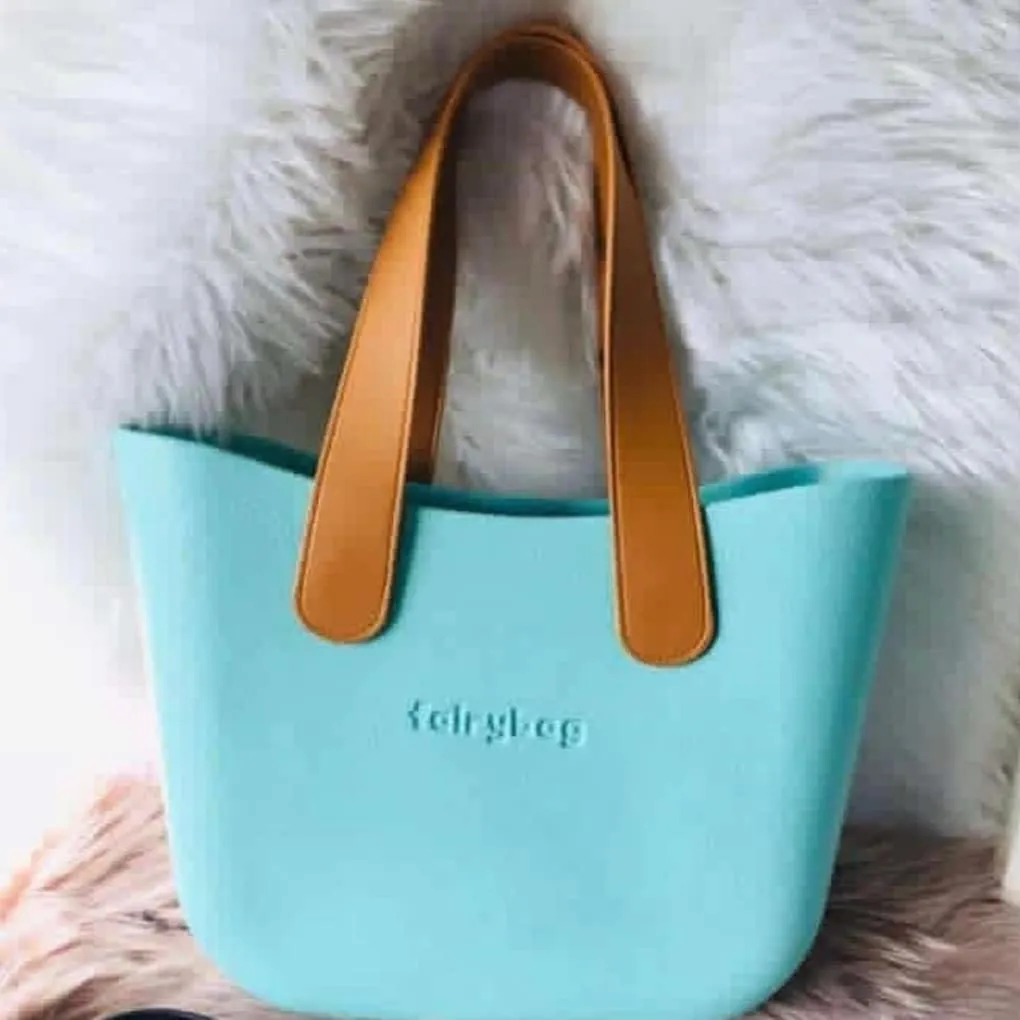 Cute Rubber Tote Bag for Women, Small EVA Foam Handbag with Zipper Organizer Insert for Work Beach Travel Pool