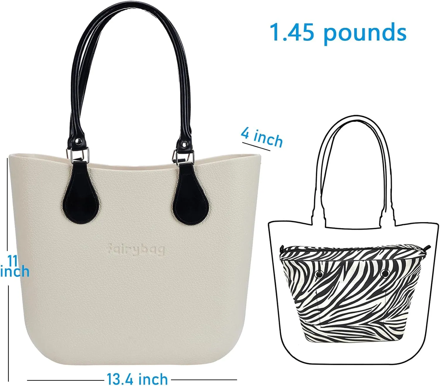 Cute Rubber Tote Bag for Women, Small EVA Foam Handbag with Zipper Organizer Insert for Work Beach Travel Pool