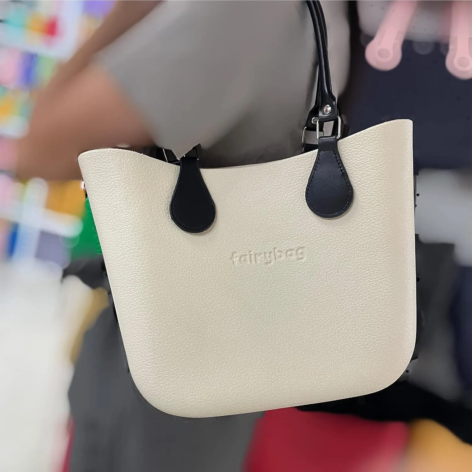 Cute Rubber Tote Bag for Women, Small EVA Foam Handbag with Zipper Organizer Insert for Work Beach Travel Pool