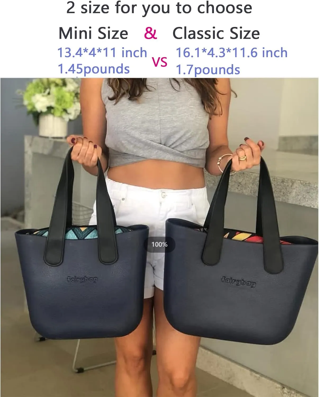 Cute Rubber Tote Bag for Women, Small EVA Foam Handbag with Zipper Organizer Insert for Work Beach Travel Pool