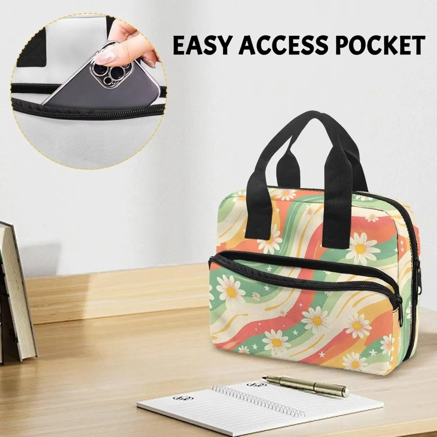 Daisy Large Bible Cases Lightweight Bible Cover with Handles Bible Cover Case for Women Stylish Bible Carrying Case Bible Tote Bag FOR Worship Church Bag