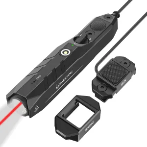 DARKFANG Tactical Flashlight and Red Laser Combo for Rifle, 1450 Lumen Weapon Light with Removeable Pressure Switch for Mlok Rail