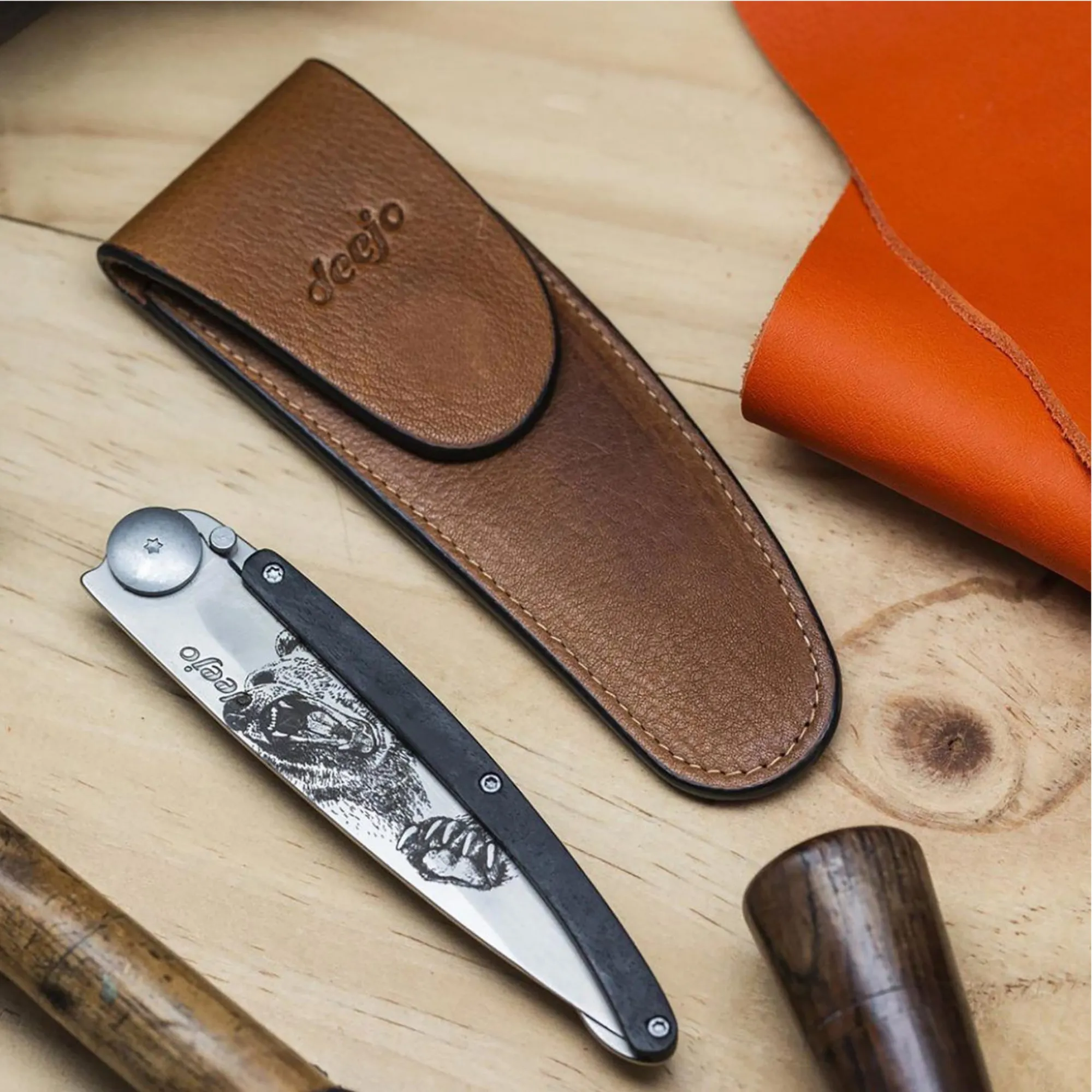 DEEJO 37g Belt Leather Sheath, Natural