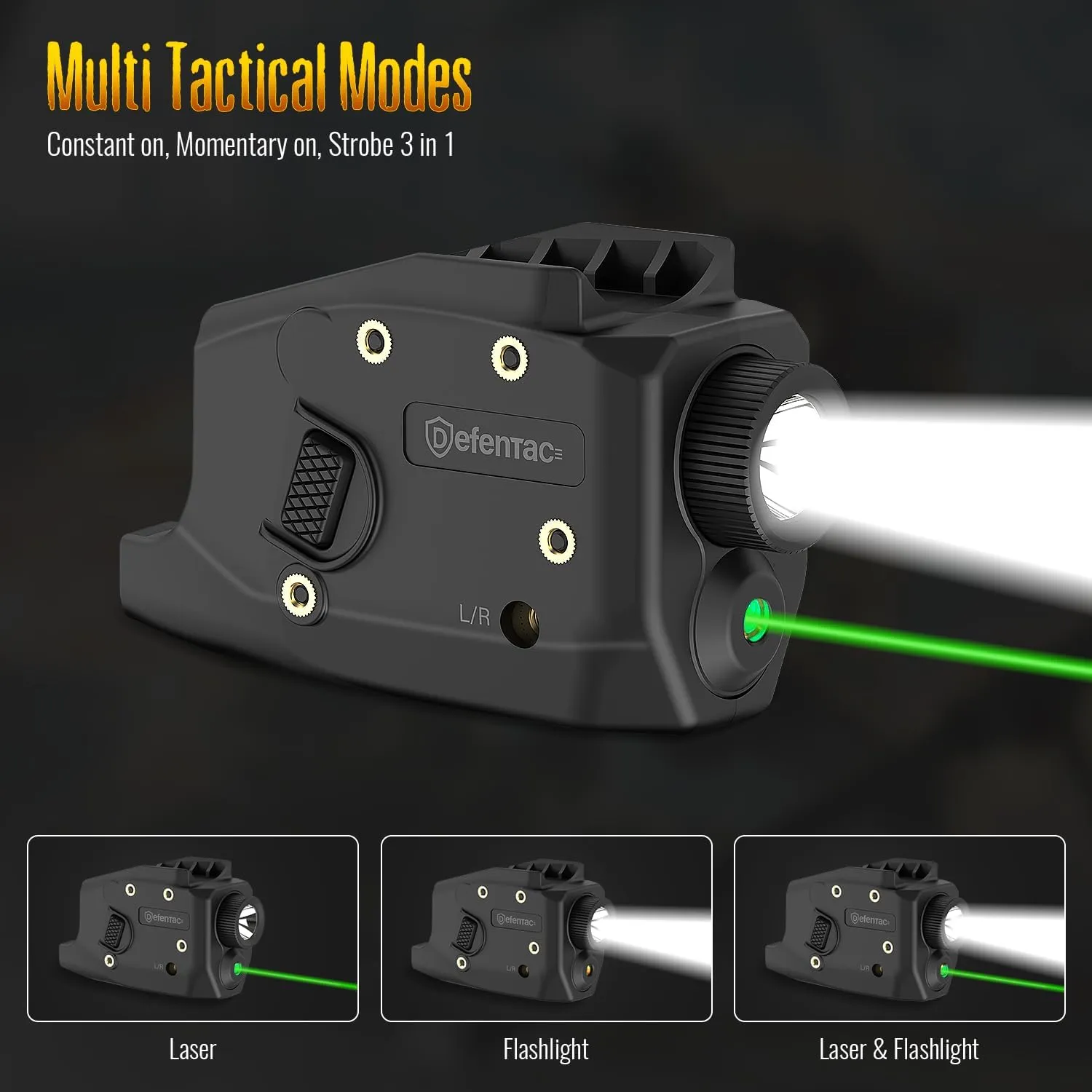 DEFENTAC 350lm Green Pistol Laser Light Combo is Solely Compatible with Glock G26/G27/G28/G33/G39, NOT Fit for Other Pistols, Magnetic Rechargeable,
