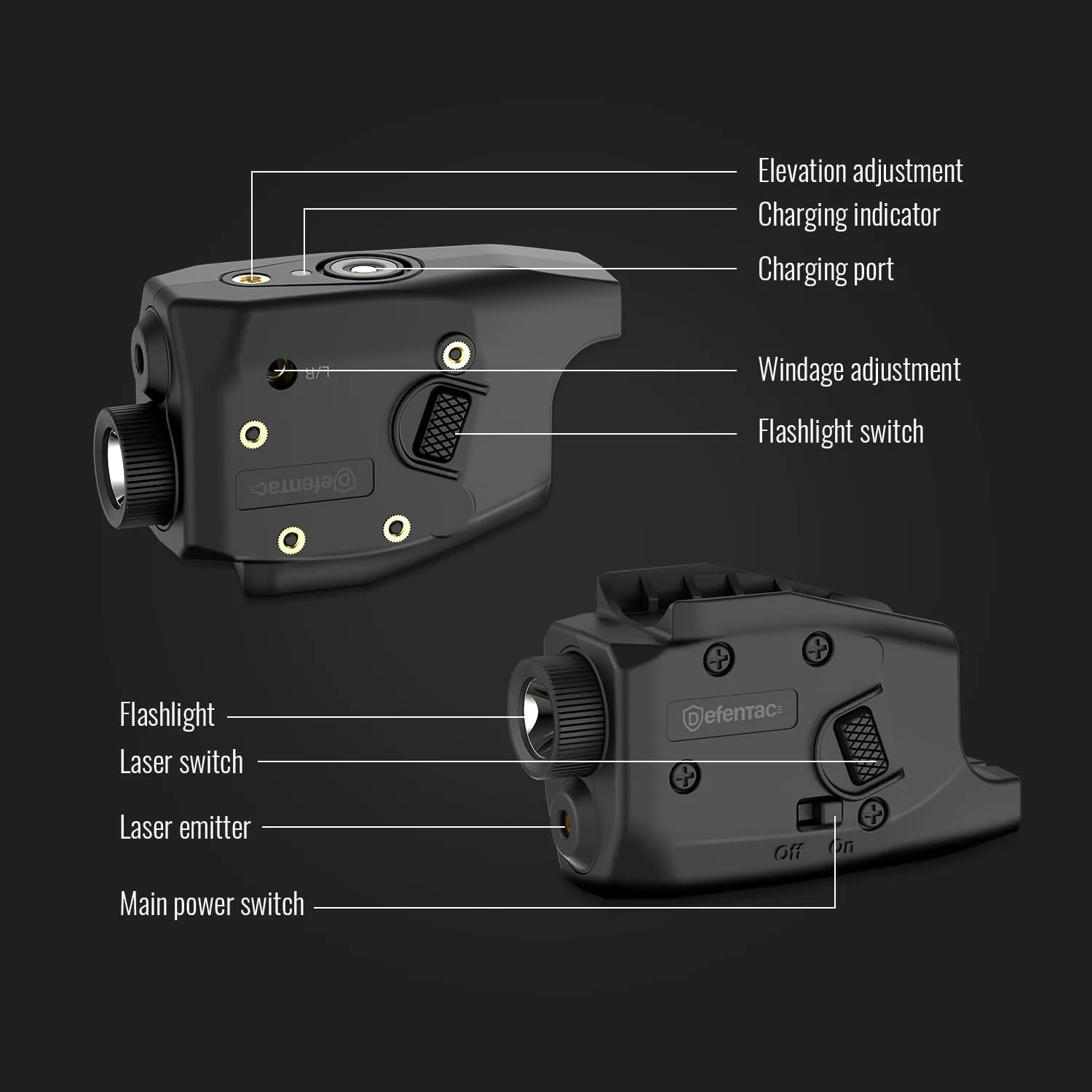 DEFENTAC 350lm Green Pistol Laser Light Combo is Solely Compatible with Glock G26/G27/G28/G33/G39, NOT Fit for Other Pistols, Magnetic Rechargeable,