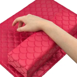 Deluxe Manicure Mat Cushion Set - Stylish &amp; Elegant Mat &amp; Pillow - Red