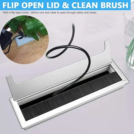 Desk Hole Cap Square Desk Hole Cover Cable Management Aluminum Office Desk Cable Hole Cap Retrofit