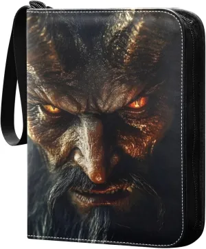 Devil Goat Man Pattern Card Binder 4 Pocket Trading Card Album Fits 400 Sports/Game Cards, PU Cover 3 Ring Card Collection with 50 Removable Sleeves
