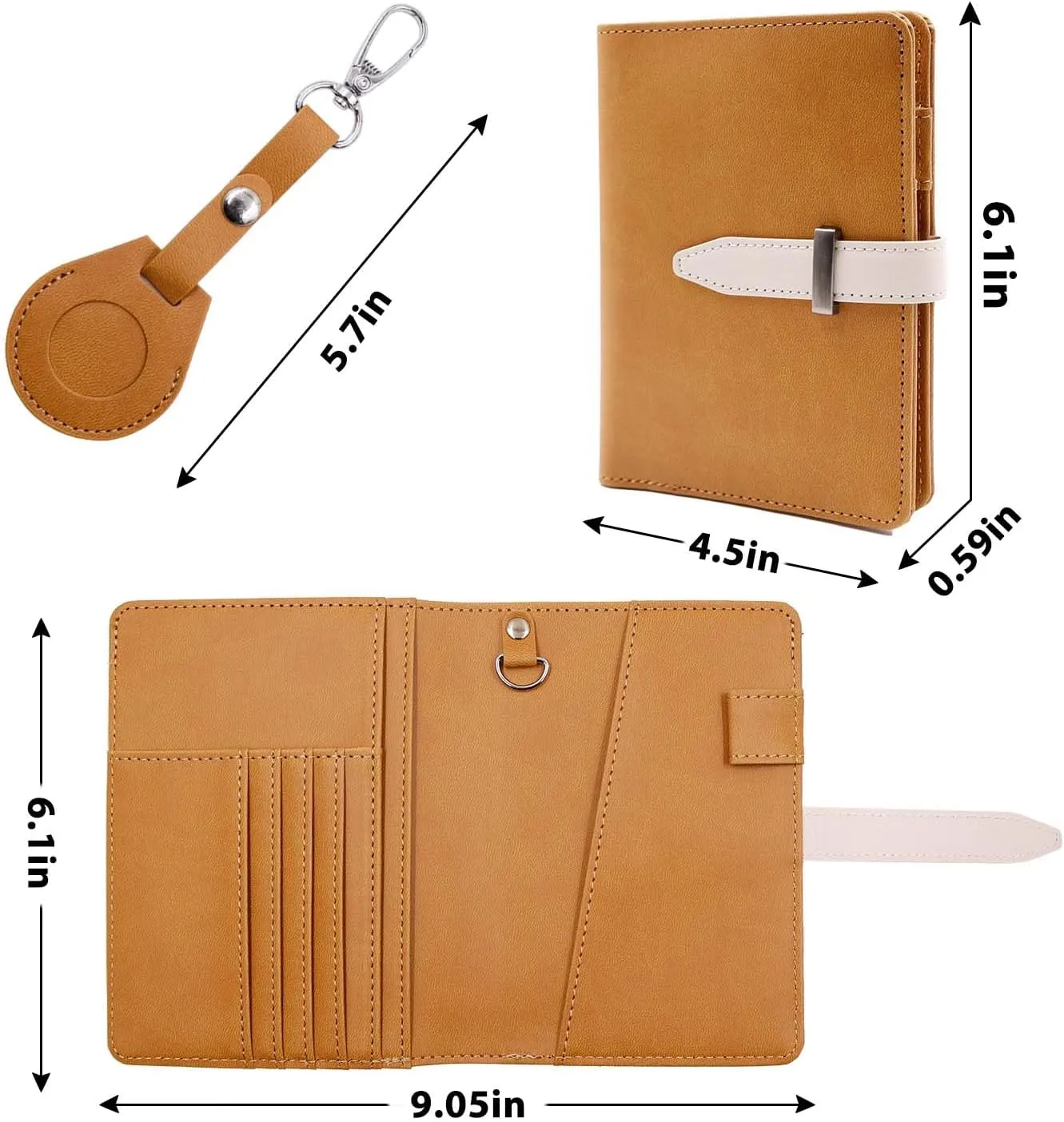 Deziliao Passport wallets, Mulit-purpose RFID Blocking Passport Holder AirTag Wallet, Travel Wallet Cover Case（Brown）