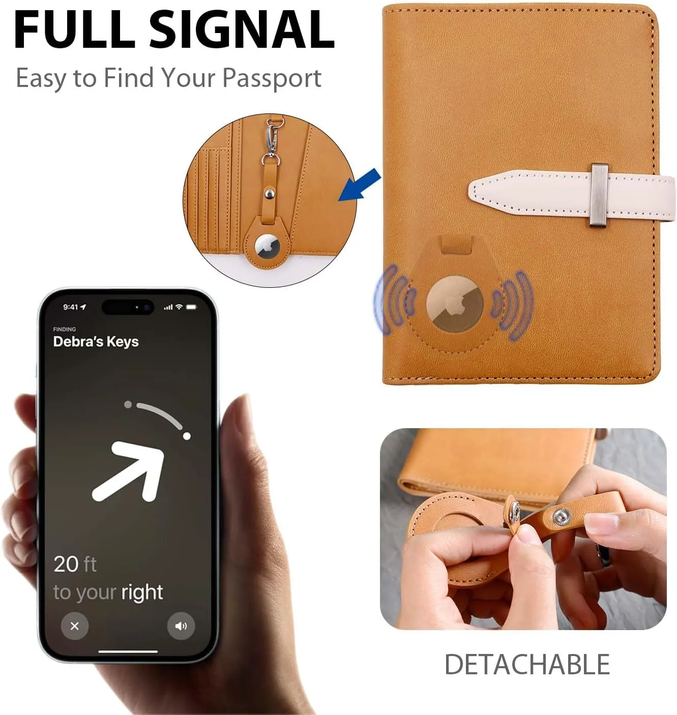 Deziliao Passport wallets, Mulit-purpose RFID Blocking Passport Holder AirTag Wallet, Travel Wallet Cover Case（Brown）