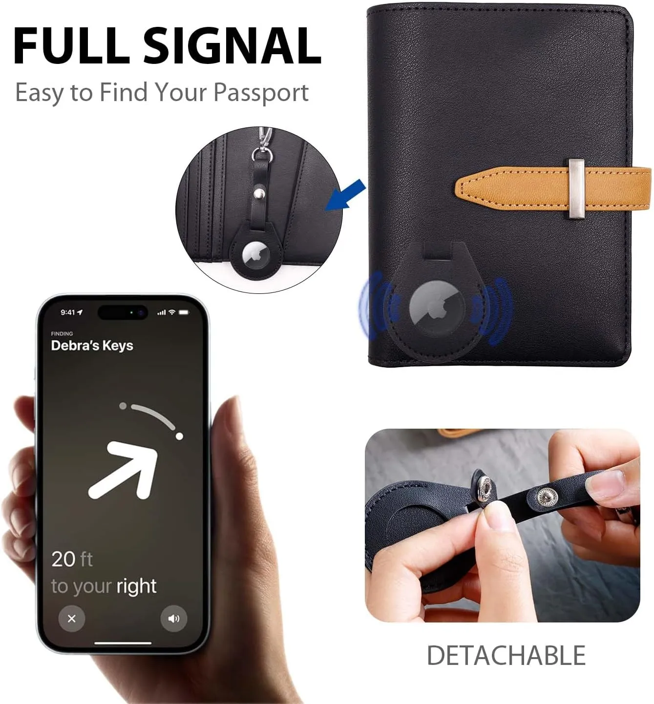 Deziliao Passport wallets, Mulit-purpose RFID Blocking Passport Holder AirTag Wallet, Travel Wallet（Black）