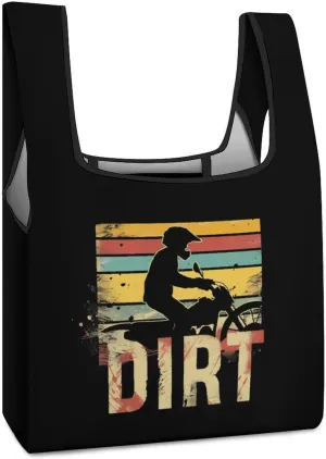 Dirt Bike Morocycle Novelty Reusable Grocery Bag Fold-able Shopping Bags Washable Tote Lightweight Storage Pouch with Handle