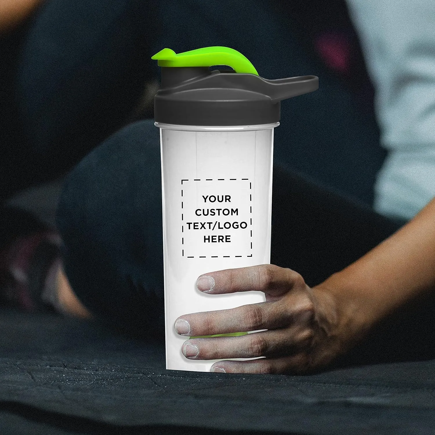 DISCOUNT PROMOS Custom Plastic Shaker Bottles with Mixer 24 oz. Set of 100, Personalized Bulk Pack - Perfect for Protein Shake, Smoothie and More! - Lime Green