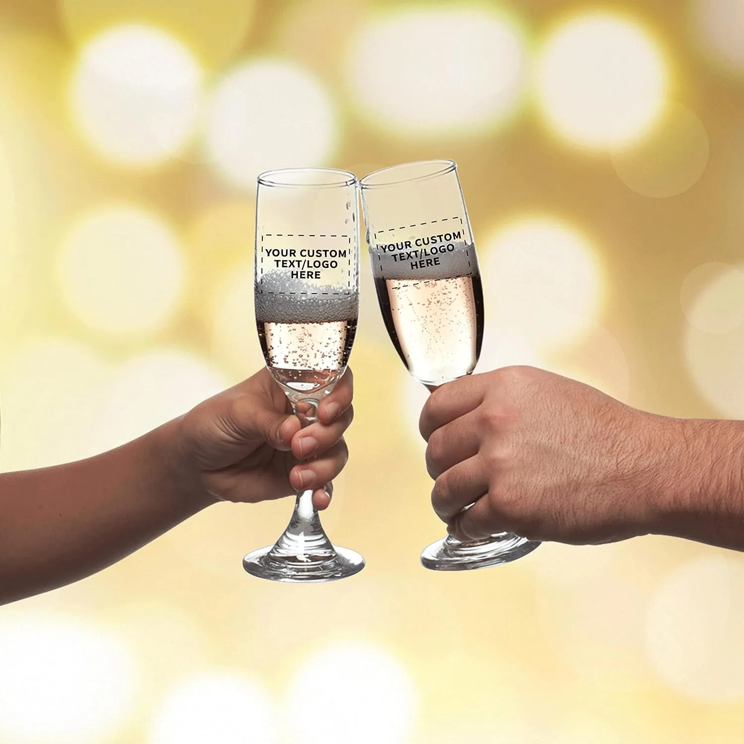 DISCOUNT PROMOS Custom Premiere Champagne Flutes 6.25 oz. Set of 10, Personalized Bulk Pack - Elegant Drinkware for Weddings, Events, & Promotional Gifts - Clear