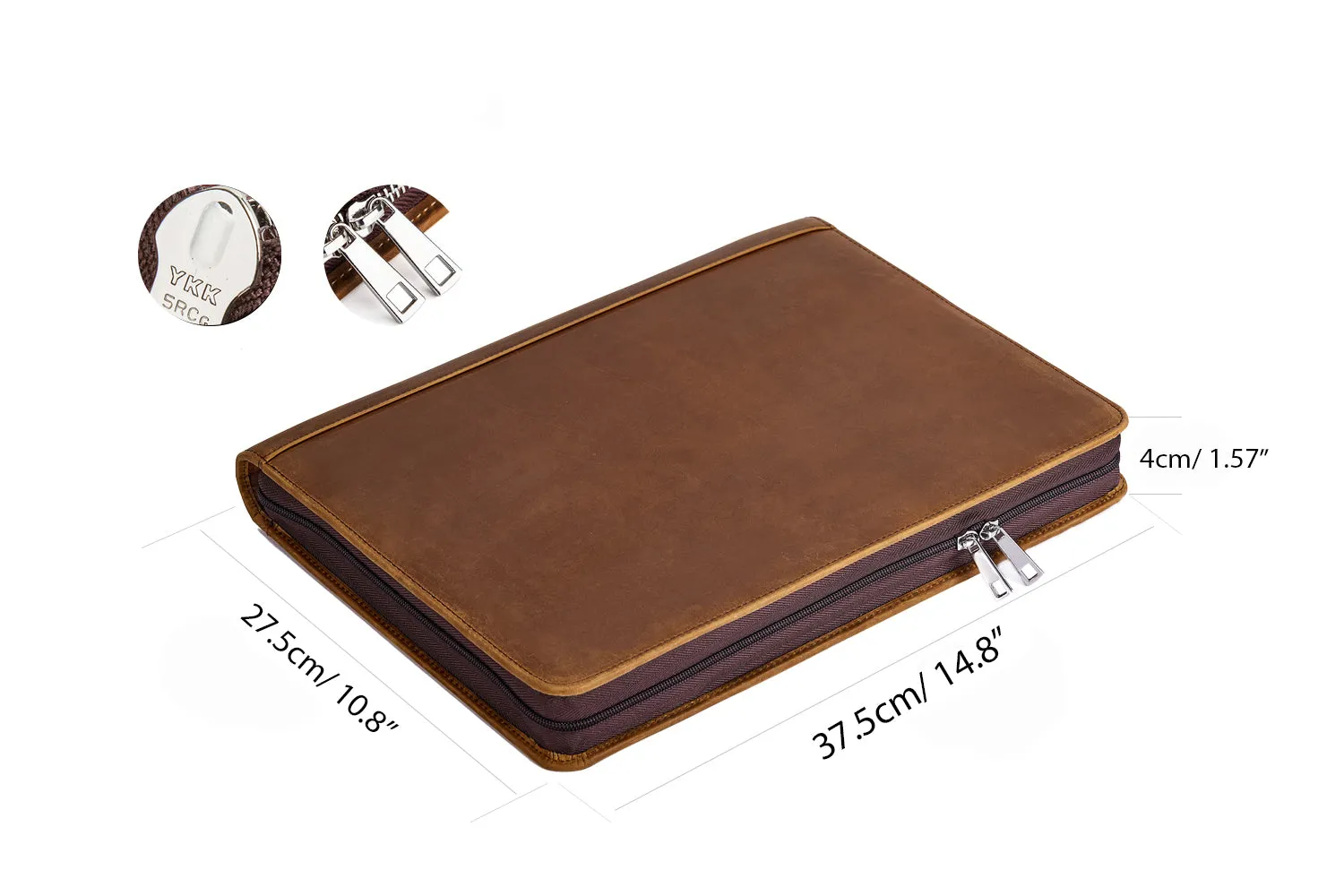 Distressed Vintage Leather 3 Ring Binder with Clipboard