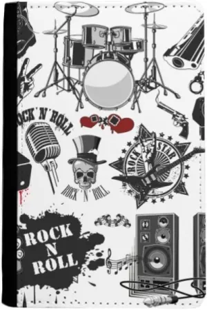 DIYthinker Music Instruments Combination Illustrate Pattern Passport Holder Notecase Burse Wallet Cover Card Purse