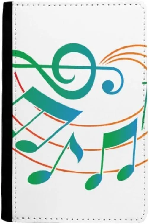 DIYthinker Music Notation Green Orange Pattern Passport Holder Notecase Burse Wallet Cover Card Purse