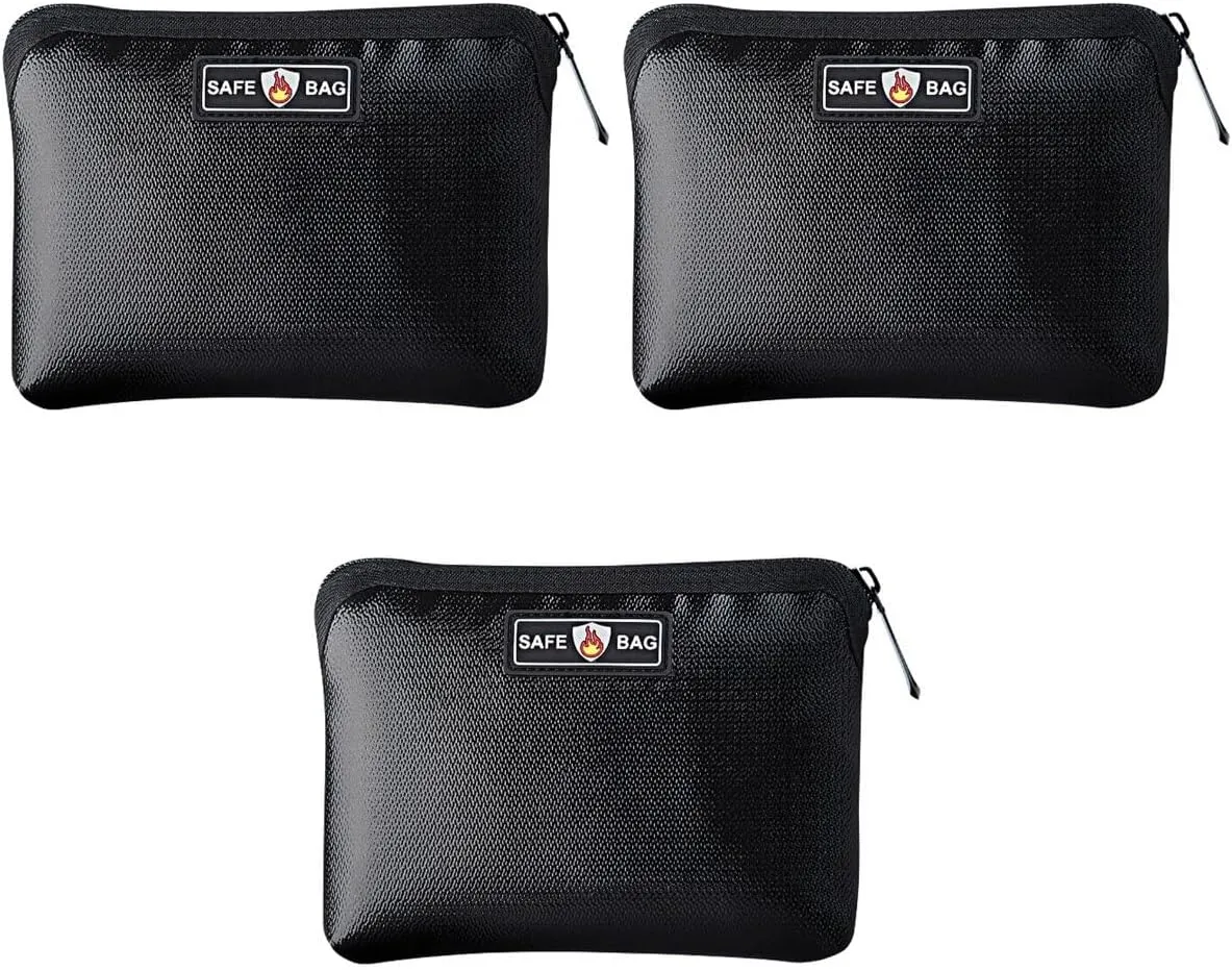 DOITOOL Fireproof Money Bag for Cash - 3PCS Fireproof Wallet Bag, Cash Bag with Zipper Cash Fireproof Bag Set for Valuables - Passport, Currency and Keys