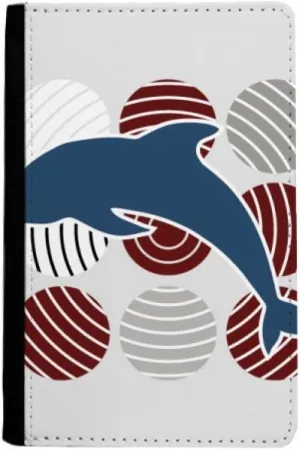 Dolphin Circle Cartoon Illustrate Passport Holder Notecase Burse Wallet Cover Card Purse