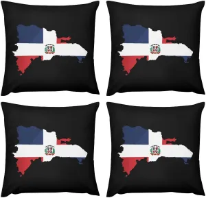 Dominican Republic Map Flag Plush Pillow Cases Soft Pillow Covers Smooth Cushion Covers for Sofa Bed Set of 4 22 "x22