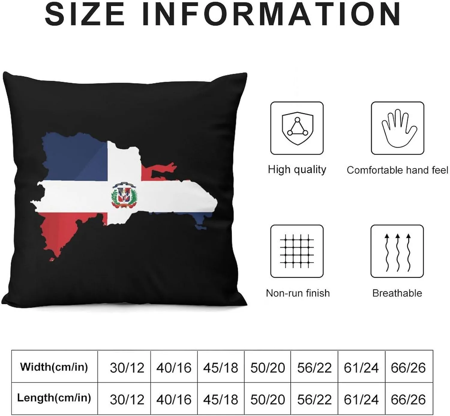Dominican Republic Map Flag Plush Pillow Cases Soft Pillow Covers Smooth Cushion Covers for Sofa Bed Set of 4 22 "x22