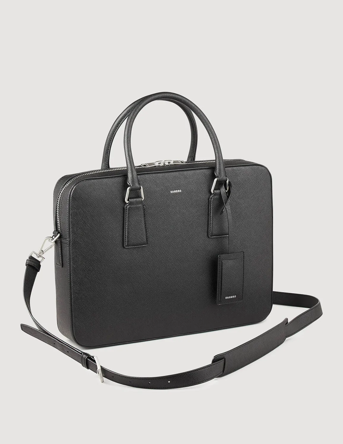 Downtown Large Update Briefcase In Certified Leather Black