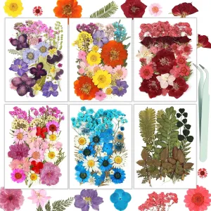 Dried Flowers, Resiners 174Pcs Pressed Flowers for Craft Colorful Real Natural Dried Flowers Dry Leaves Kit for DIY Making Crafts Resin Soap Candle Scrapbook Supplies Card Making Jewelry