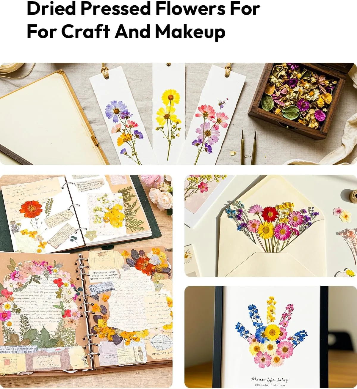 Dried Flowers, Resiners 174Pcs Pressed Flowers for Craft Colorful Real Natural Dried Flowers Dry Leaves Kit for DIY Making Crafts Resin Soap Candle Scrapbook Supplies Card Making Jewelry