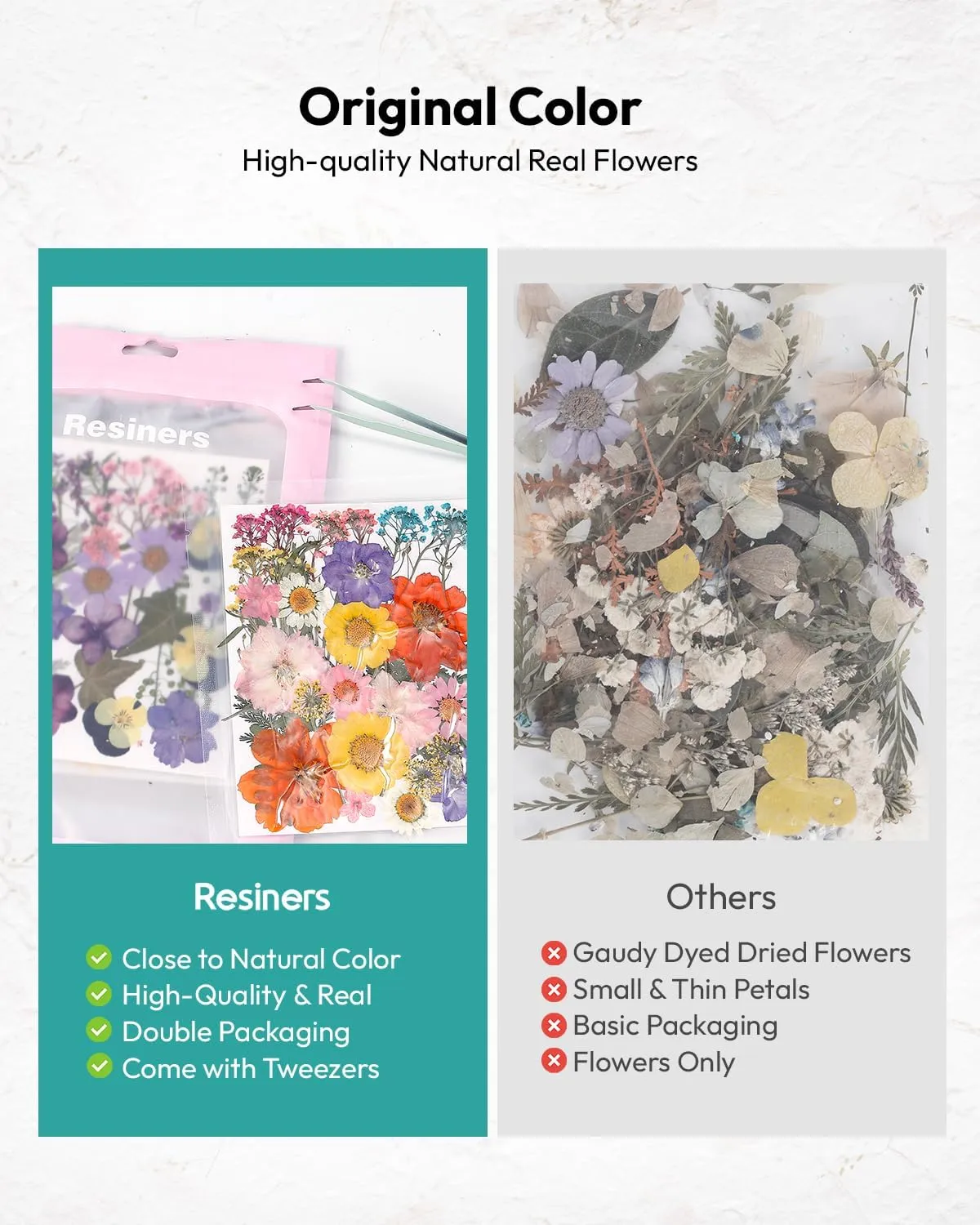 Dried Flowers, Resiners 174Pcs Pressed Flowers for Craft Colorful Real Natural Dried Flowers Dry Leaves Kit for DIY Making Crafts Resin Soap Candle Scrapbook Supplies Card Making Jewelry