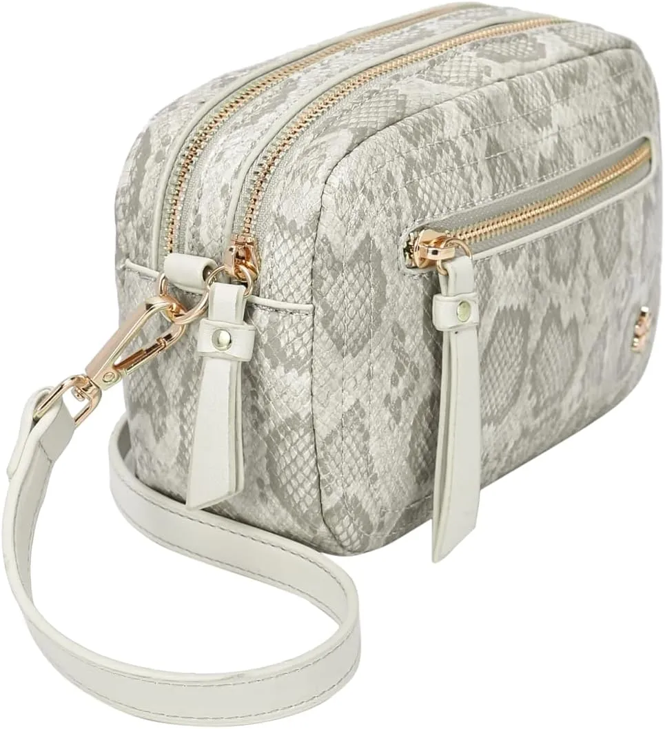 Dual zipper Cross body Shoulder bag with 2 shoulder straps- PU Vegan leather
