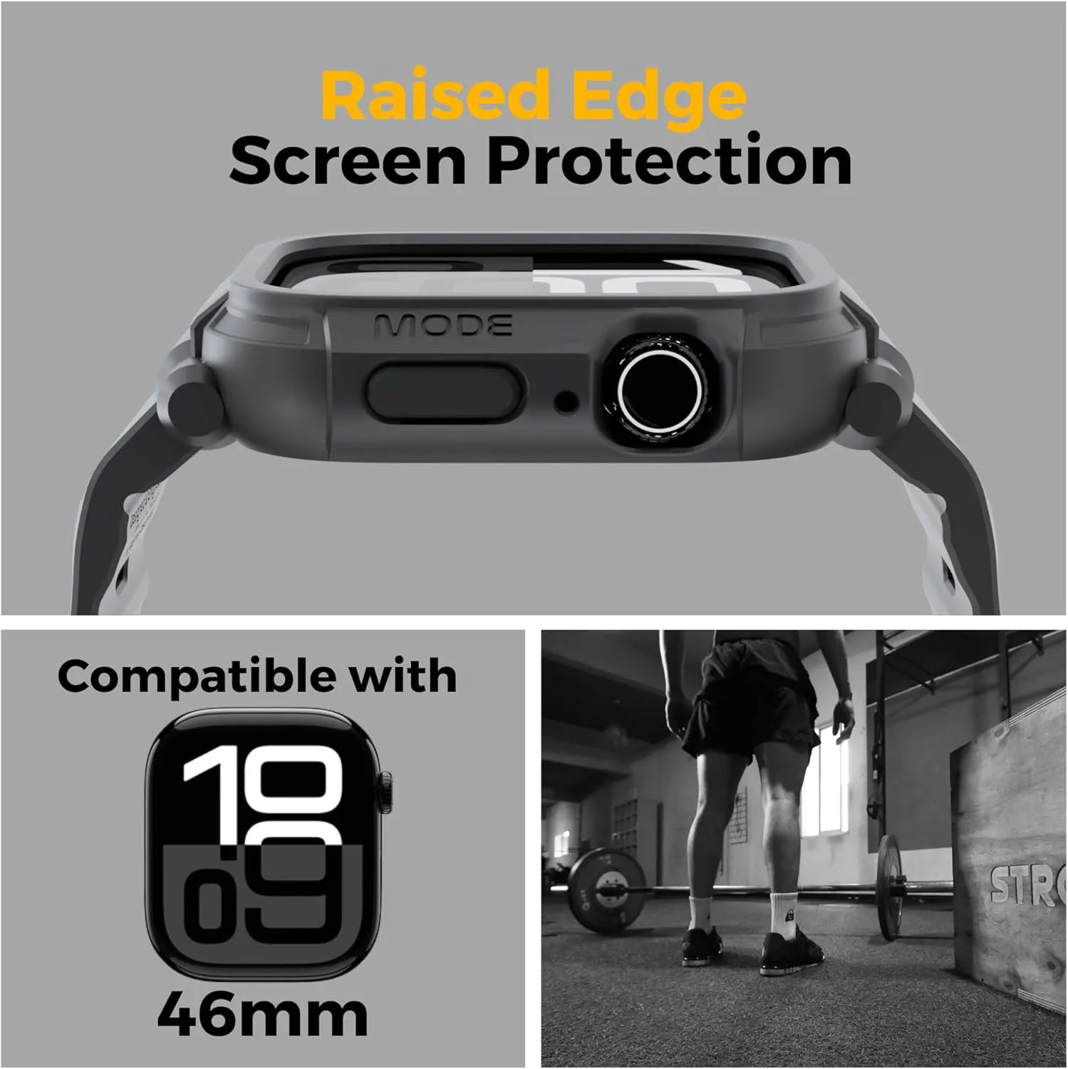 elkson Bands Case for Apple Watch Series 10 46mm for Men, Rugged Heavy Duty Bumper Tactical Strap Quattro Pro 2.0 Series for iWatch, Military Grade Durable Protective Cover, Shock Proof, Black