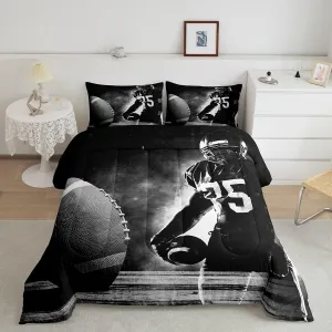 Erosebridal Football Down Comforter for Kids Boys Girls Teens Sports Theme Comforter Set Soccer Pattern Duvet Insert Football Match Bedding Set Youth Bedroom Decor Quilted with 2 Pillowcase,Full