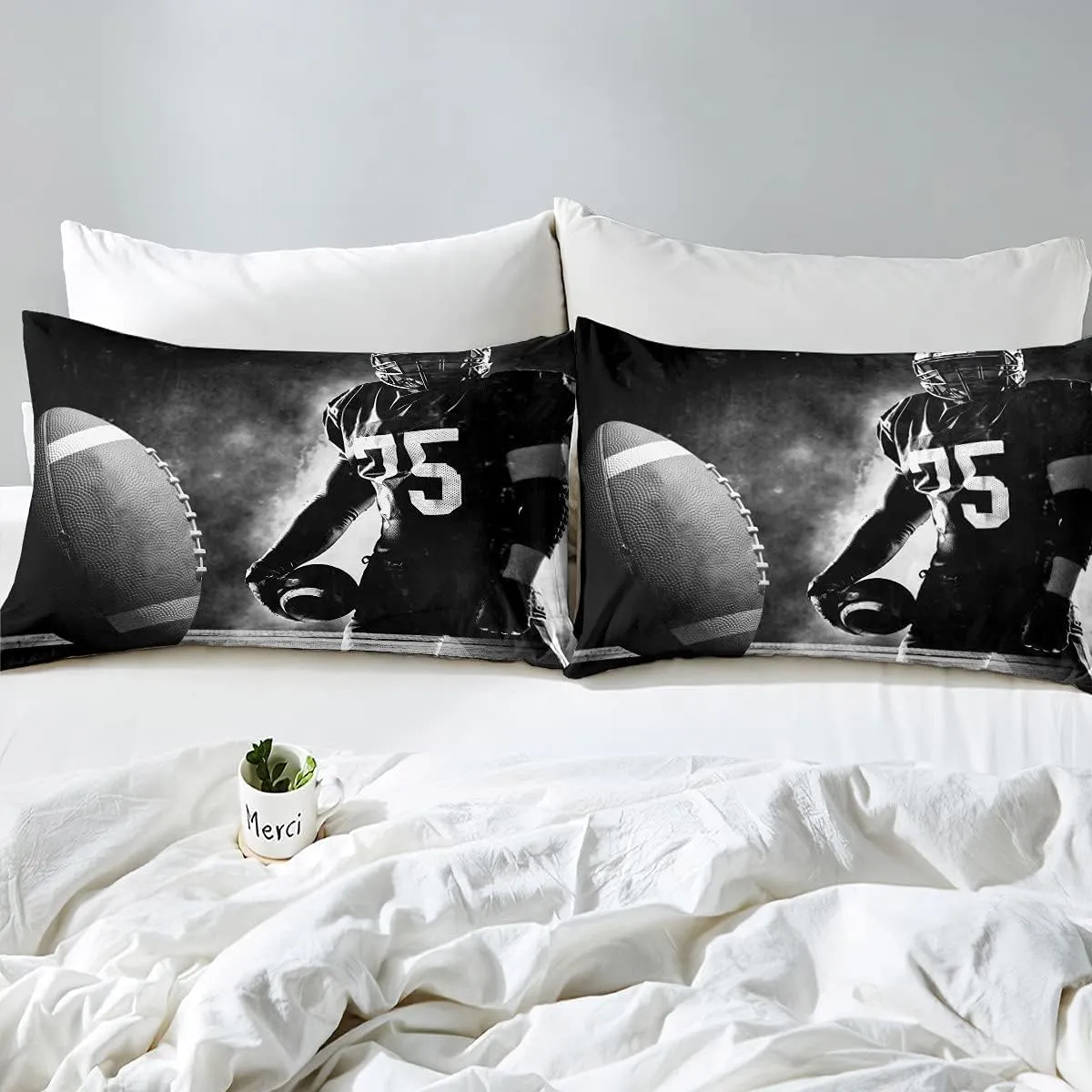 Erosebridal Football Down Comforter for Kids Boys Girls Teens Sports Theme Comforter Set Soccer Pattern Duvet Insert Football Match Bedding Set Youth Bedroom Decor Quilted with 2 Pillowcase,Full