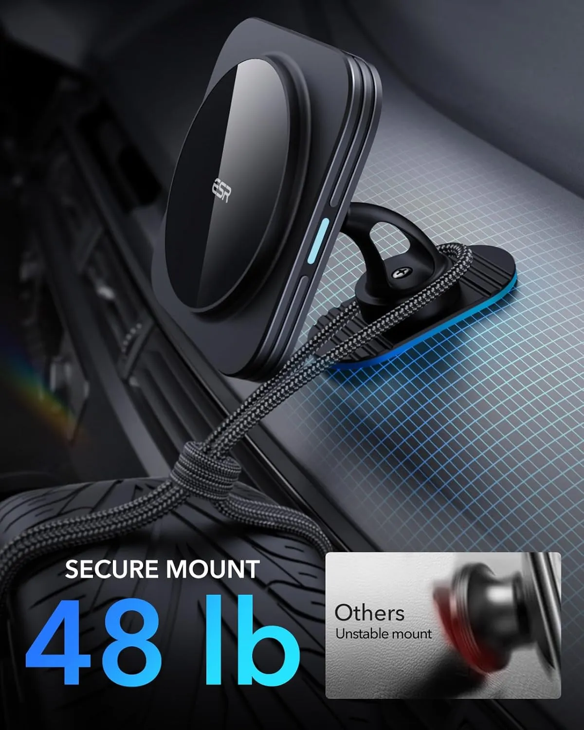 ESR for MagSafe Car Mount Charger, 15W Magnetic Wireless Car Charger, Compatible with MagSafe Car Charger,Air Vent Dashboard Phone Holder Mount for iPhone 16 15 14 13 12, Galaxy S25, Fast Charging
