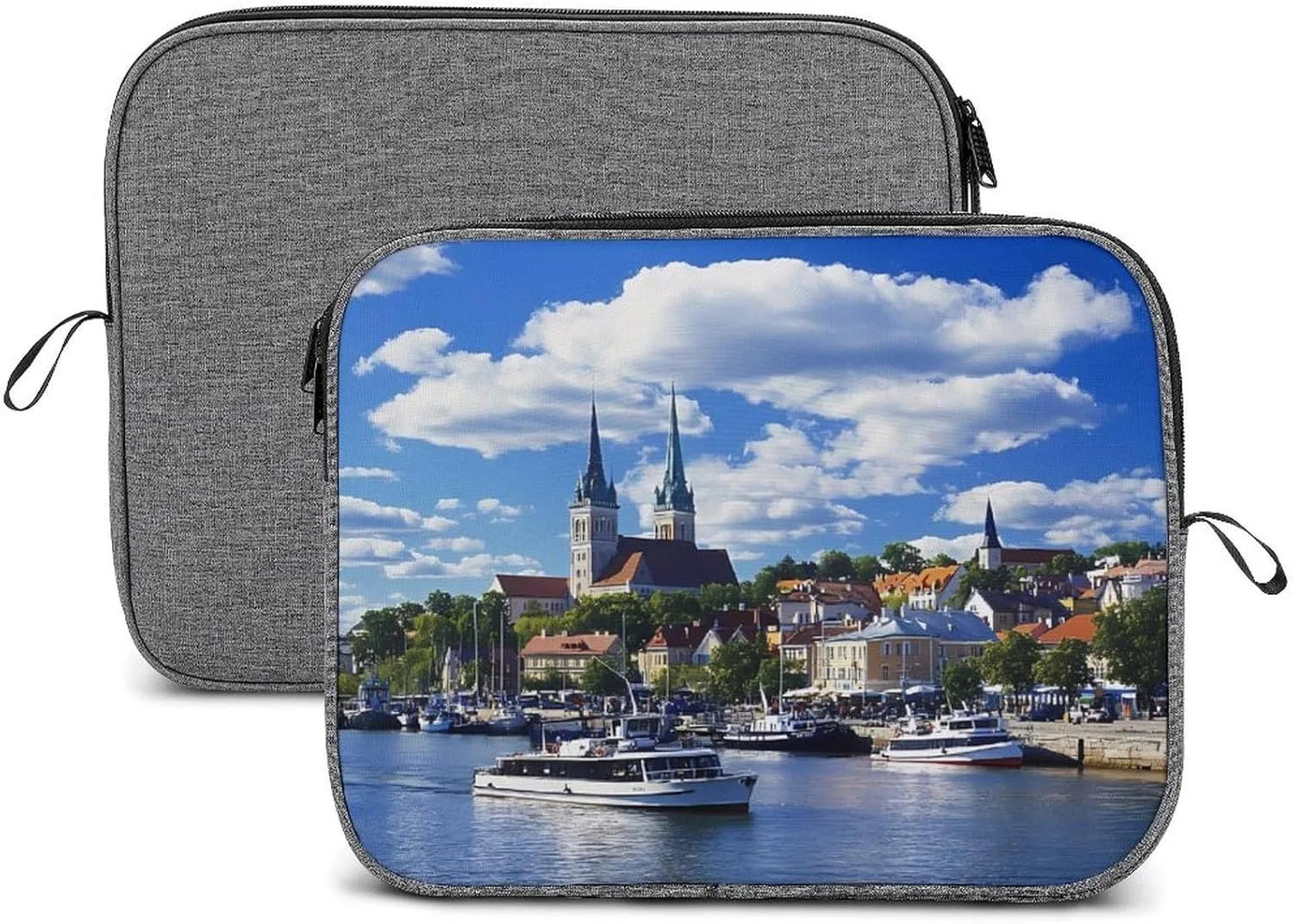 European Old City and The Sea Port Estonia Laptop Sleeve Case Shockproof Protective Carrying Bag Travel Briefcase 13inch