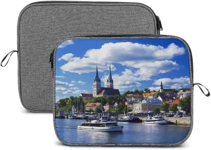 European Old City and The Sea Port Estonia Laptop Sleeve Case Shockproof Protective Carrying Bag Travel Briefcase 13inch