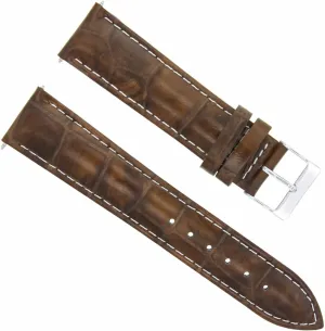 Ewatchparts 20mm Leather Watch Band Strap Compatible With Breguet Watch Light Brown With White Stitching